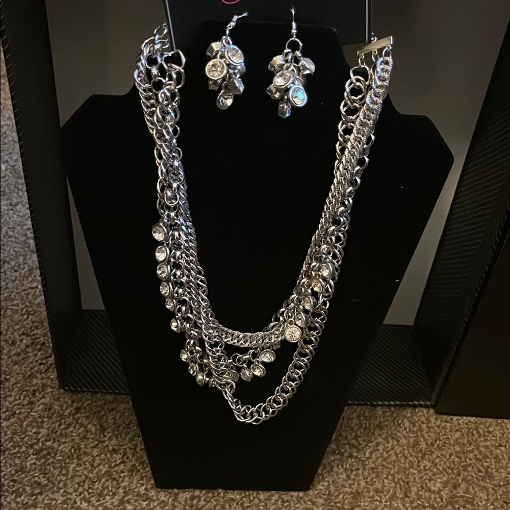 Silver Chain Necklace and Earring Set